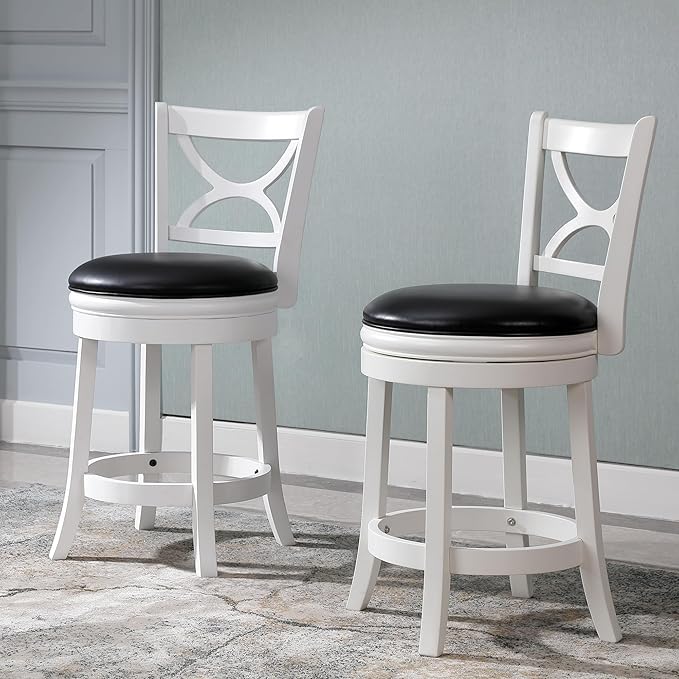 Ball & Cast Swivel Counter Height Barstool 24 Inch Seat Height White Set of 1 - Image 8