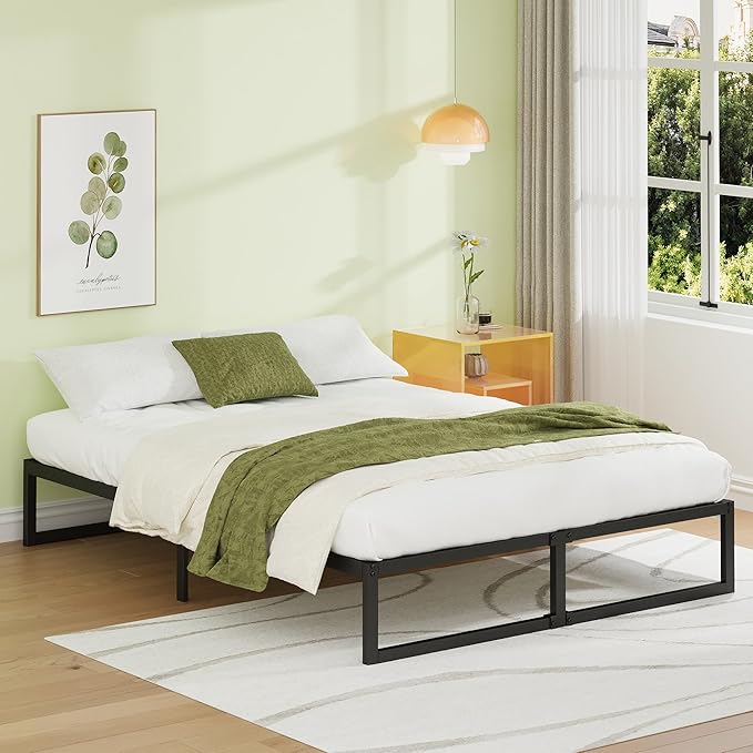 EMODA 12 Inch Queen Bed Frame No Box Spring Needed Heavy Duty Metal Platform - Image 7