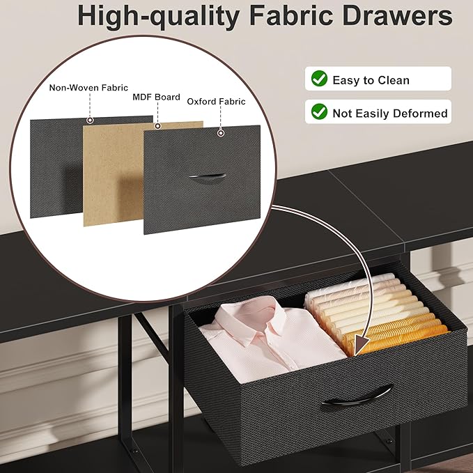 LED TV Stand with Power Outlet and Fabric Drawer - Image 5