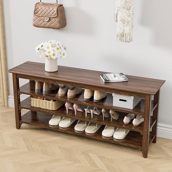 Wooden Storage Shoe Bench, Entryway Bench by YourSpacePerfectlyReflected
