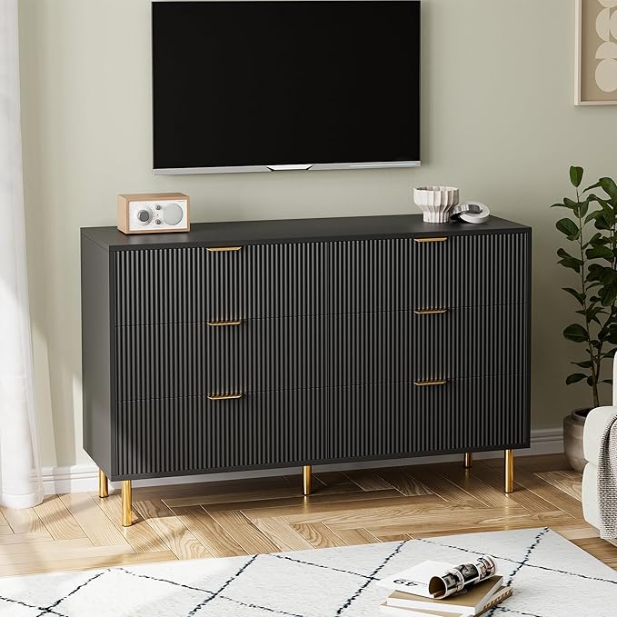 GarveeHome Black Dresser, Modern 6 Drawer Dresser - Image 6