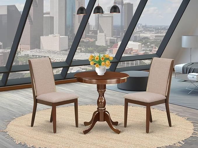 East West Furniture ESLA3-MAH-04 3 Piece Kitchen Table & Chairs Set Contains a - Image 2