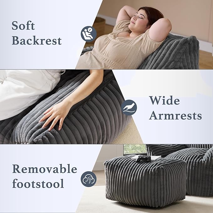 Oversized Bean Bag Chaise Lounge Chair Indoor - Image 4