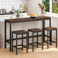 KEIKI 60.24” Long Bar High Top Dining Table and 3 Stools Chairs Set, Wood by Unknown