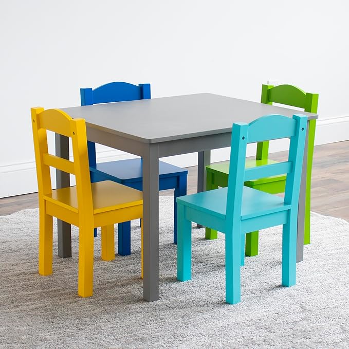 Humble Crew Kids Wooden Table and 4 Chairs Set, and Snack Time - Image 4
