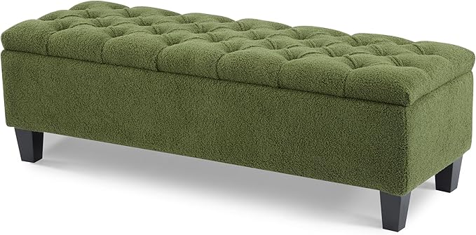 Christopher Knight Home Ottilie Boucle Fabric Storage Ottoman Bench, Wooden - Image 6