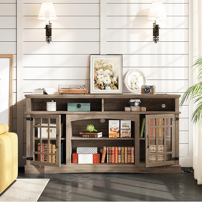 IRONCK Farmhouse TV Stand for 65 Inch TV, 32“Tall Entertainment Center - Image 3