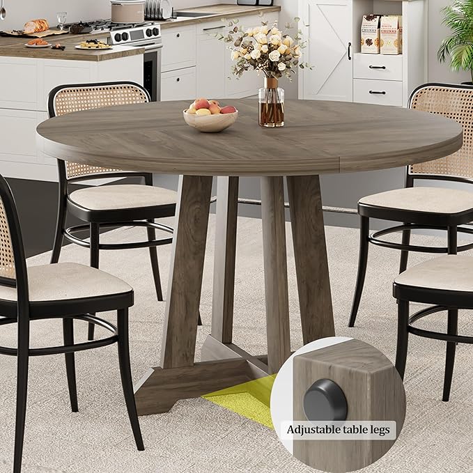 Dining Table for 4 to 6 People, 47 Inch Round Dining Table, Wooden Kitchen Table - Image 7