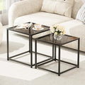 Garden 4 you Coffee Table Set of 2, Modern Glass Nesting Table, Metal Frame by Garden4you