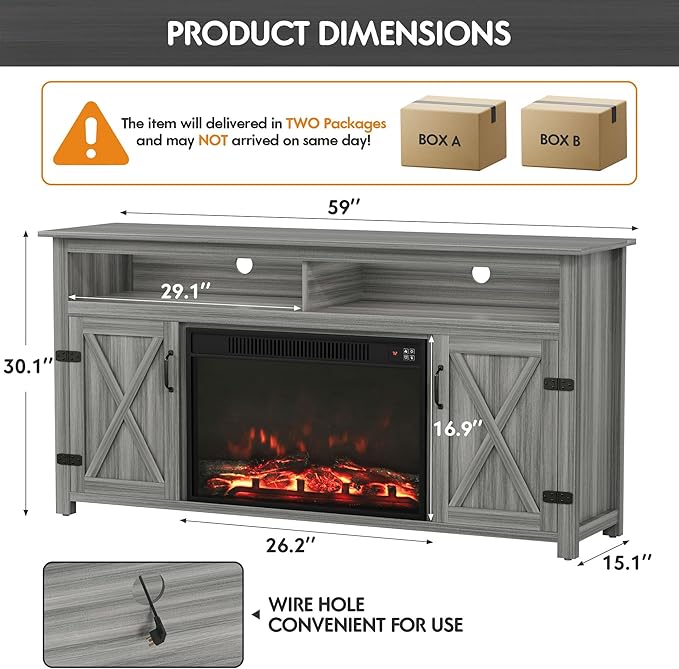 YESHOMY Fireplace TV Stand for Television up to 65+ Inch - Image 8