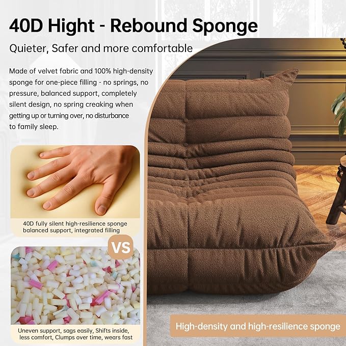 Bean Bag Chairs for Adults, BeanBag Reading Chair Memory Foam Couch, Floor - Image 4