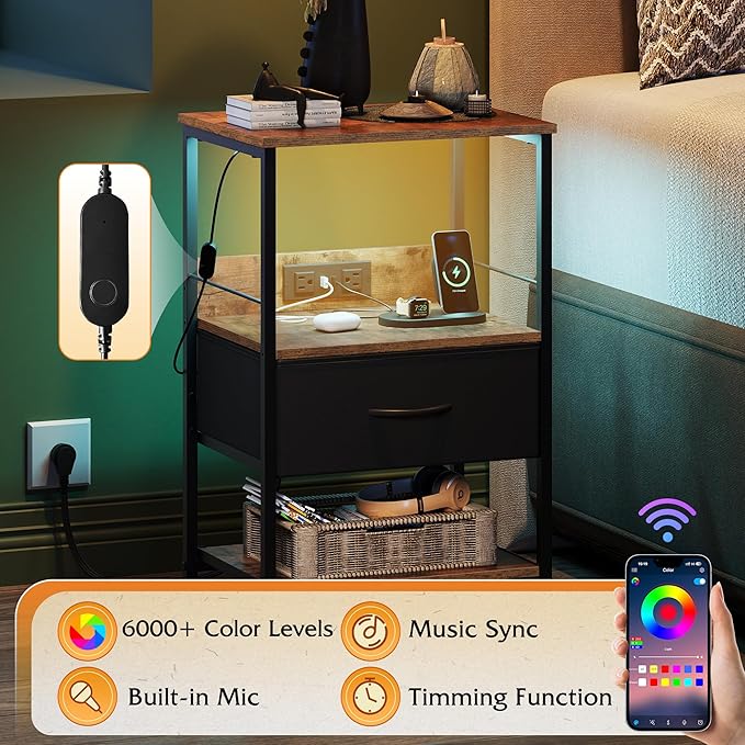 WLIVE LED Night Stand, Nightstand - Image 4