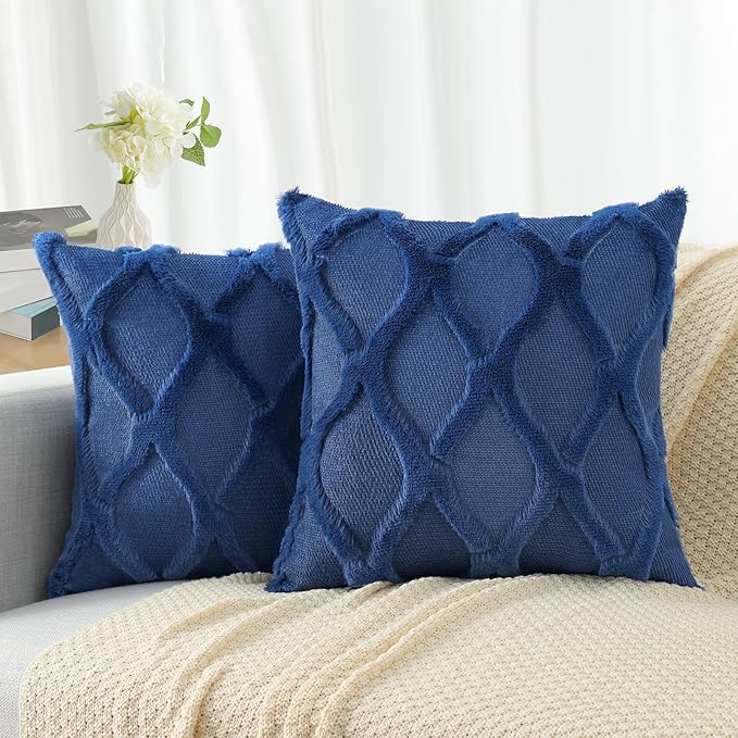 decorUhome Throw Pillow Covers 24x24 Inch Set of 2, Soft Plush Faux Fur Wool by decorUhome