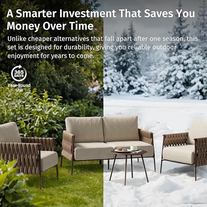 EAST OAK 4-Piece Patio Furniture Set | Life Chatter Outdoor Furniture | Coffee - Image 10