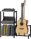 End Table with Guitar Stand, Record Player Stand, Vinyl Records Storage by YAKANJ