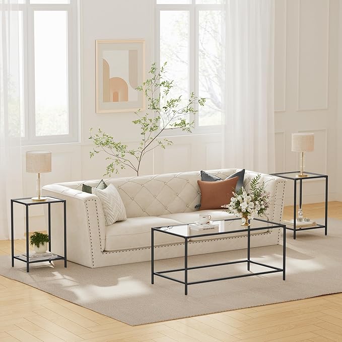 Glass Coffee Table, Modern Rectangular Coffee Table - Image 2
