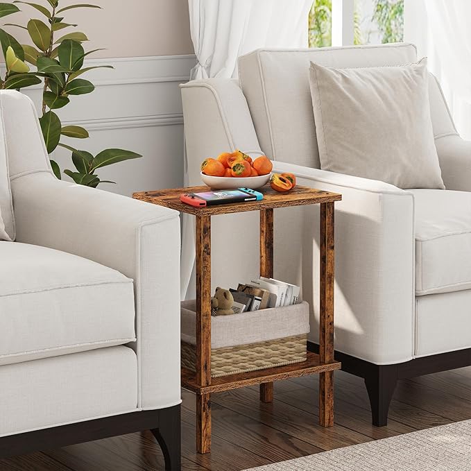 TUTOTAK End Table, Side Table, Nightstand, 2-Tier Storage Shelf, Sofa Side Table - Image 5