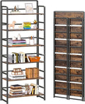 4NM No-Assembly 6 Tiers Folding Bookshelf Storage Shelves Vintage Bookcase by 4NM