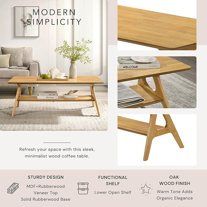 Roundhill Furniture Arona 3-Piece Coffee Table Set, Coffee Table and Two End - Image 3