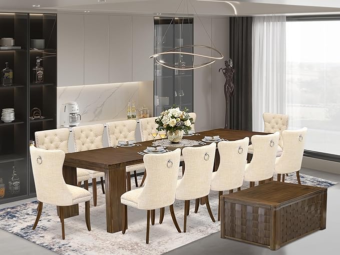 X12DA-0C8-32 - 14 Pieces Dining Set Includes an Extendable Rectangle Kitchen by LuxebyEastWestFurniture