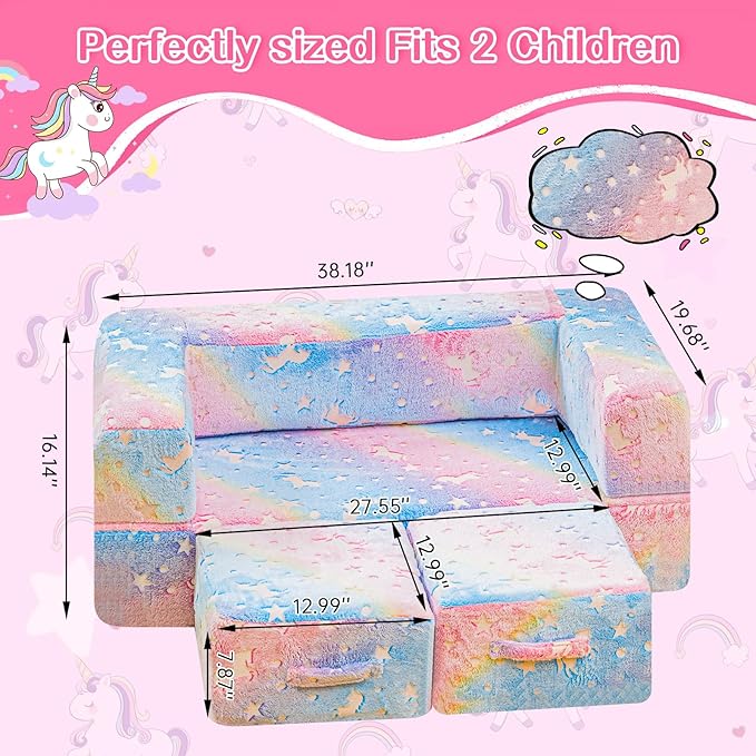 Lamerge Toddler Couch Glow in The Dark Toddler Fold Out Couch - Image 7