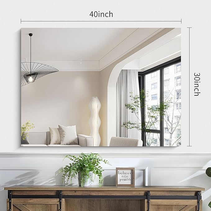 KOCUUY Frameless Mirror, Unframed Vanity Mirror, Large Rectangle Mirror - Image 8