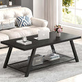 FOLUBAN Black Coffee Table, Modern Rustic Wood and Metal Living Room Table by FOLUBAN