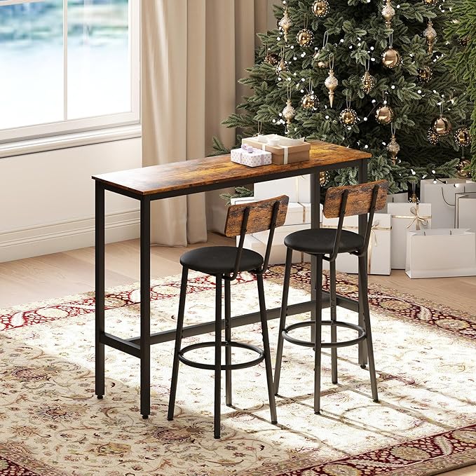Dining Table Set for 2, 3-Piece Bar Table and Chairs Set, Kitchen Table and - Image 7