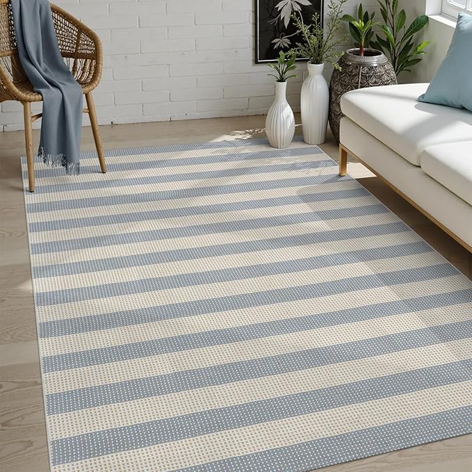 OJIA Striped Outdoor Area Rug 5'x7' Outdoor Rug, Washable Patio Rug Farmhouse - Image 7