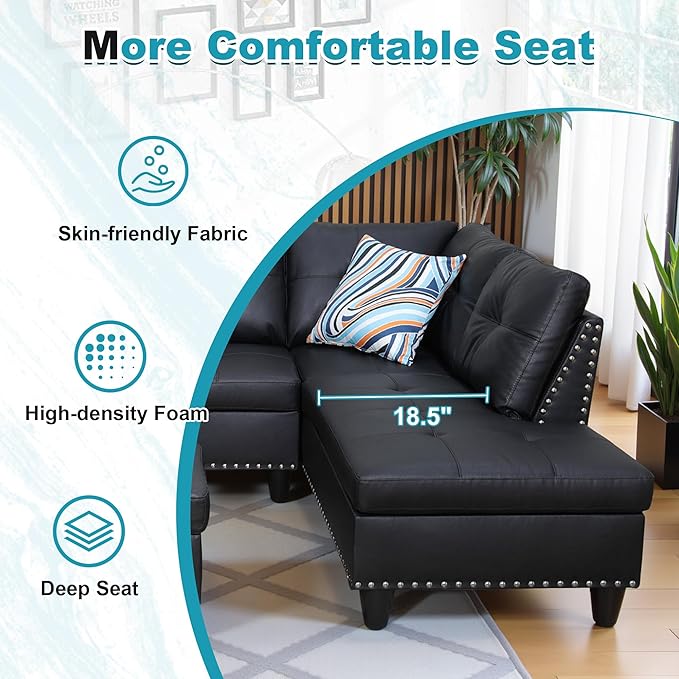 97.5" Oversized Sectional Couch, L Shaped Couch - Image 5