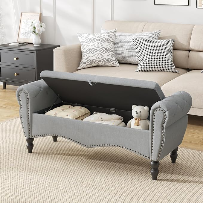Furniliving 51.75" Storage Ottoman Bench - Image 9