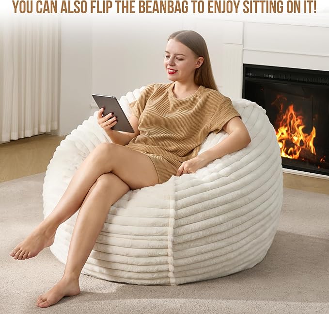 Hobestluk 3ft Bean Bag Chairs for Adults Large Beanbag Chair - Image 3