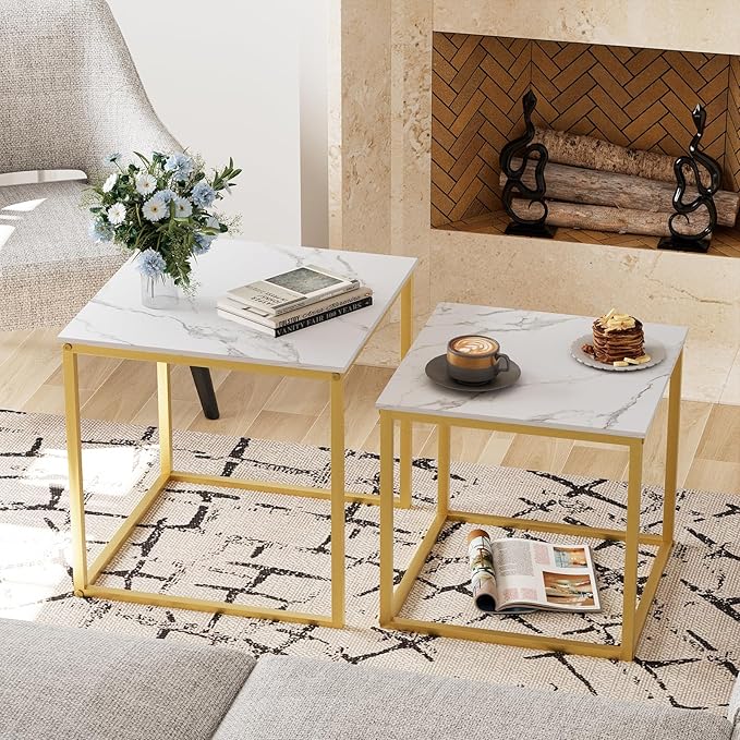 Garden 4 you Coffee Table Set of 2, Modern Engineered Wood Nesting Table by Garden4you