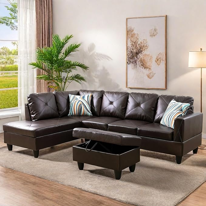 Leather Sectional Couch, Modern L Shaped Couches - Image 6