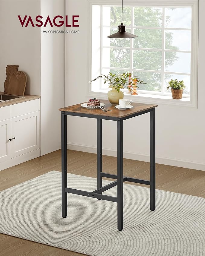VASAGLE Bar Table, Small Kitchen Dining Table, High Top Pub Table, Height - Image 2