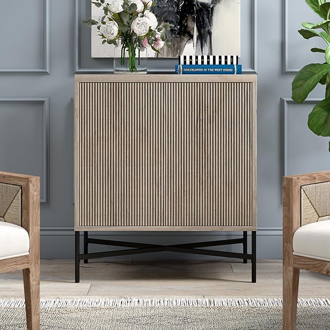 Henn&Hart 28" Wide Rectangular Accent Cabinet in Antiqued Gray Oak, - Image 6