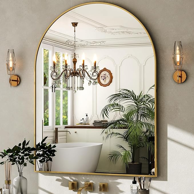 HARRITPURE Arched Wall Mirror – 30"x40" Arch Bathroom Mirror Metal Frame Vanity by HARRITPUREHome