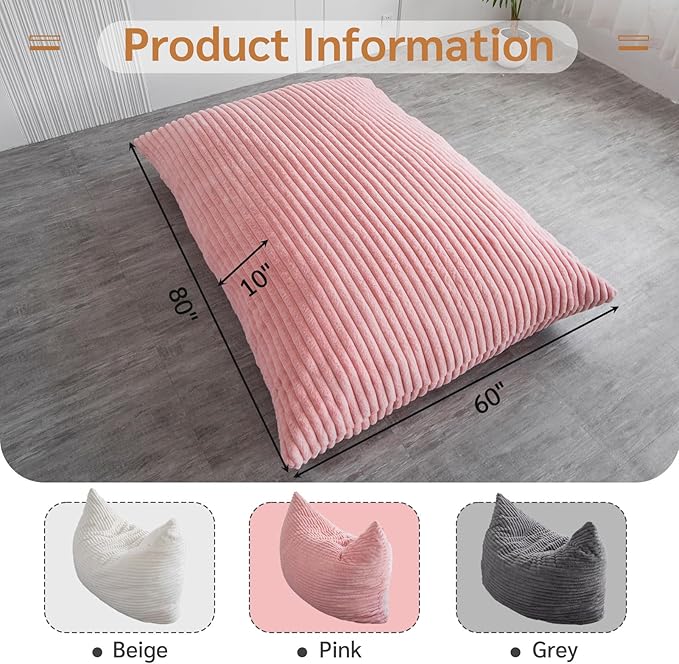 BYBYME 3 in 1 Bean Bag Chairs, Bean Bag Bed - Image 2