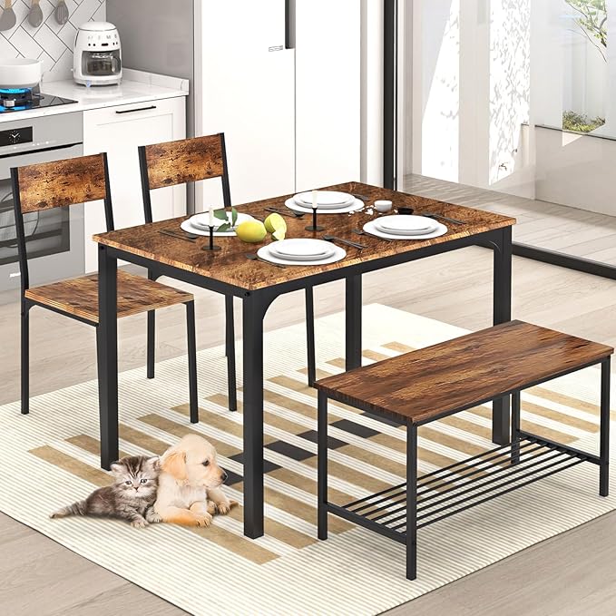 SogesHome Kitchen Table Set for 4, Compact Dining Table Chair Set by SogesHome