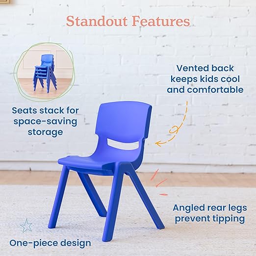 ECR4Kids 12in Plastic School Stack Chair, Classroom Furniture - Image 5
