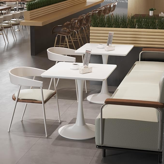 White Square Tulip Table for 2 Person, 24 Inch Small Dining Table - Image 3