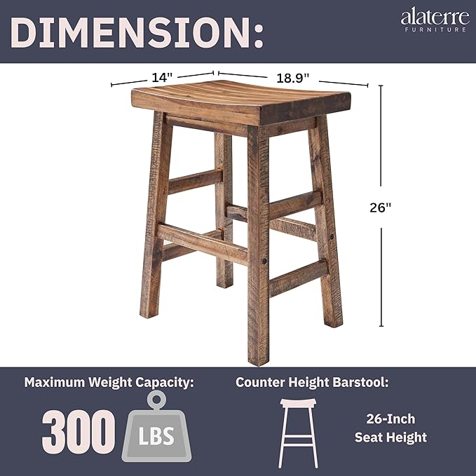 Alaterre Furniture Durango 26-Inch Tall Industrial Wood Counter-Height Stool - Image 3