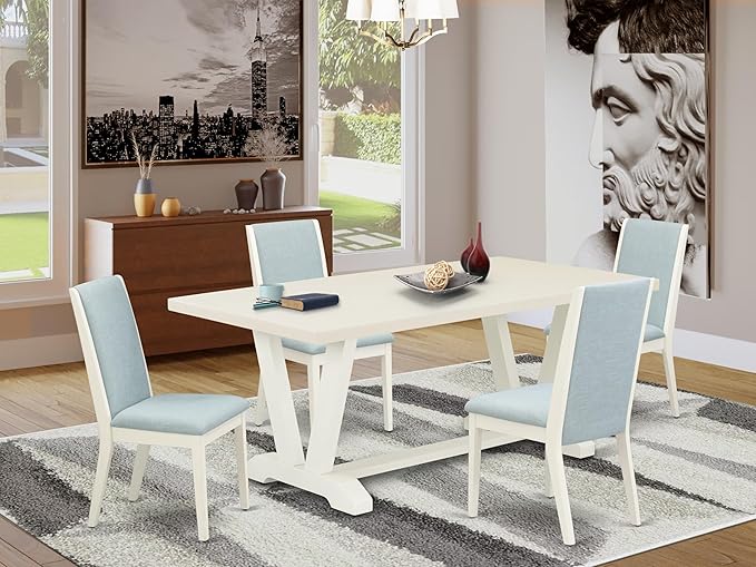 East West Furniture V027LA015-5 5 Piece Dining Room Table Set Includes a - Image 2