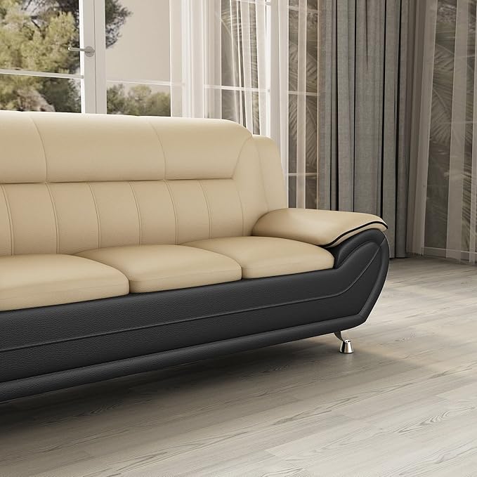 Container Furniture Direct Michael Modern Faux Leather Upholstered Stainless - Image 10