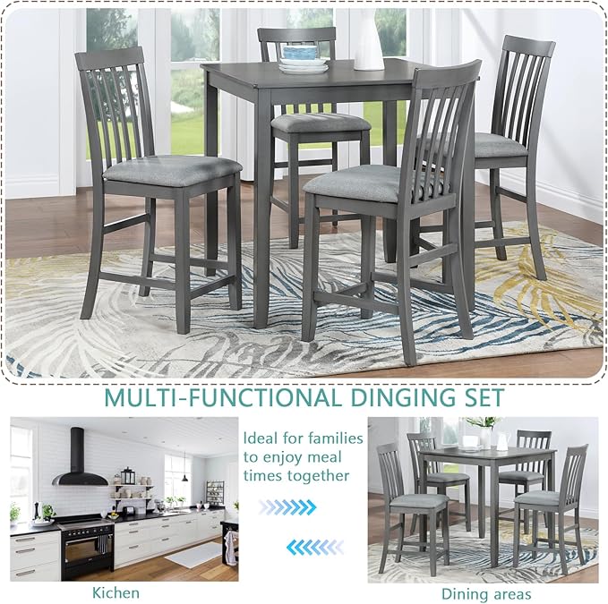 KEIKI 5-Piece Counter Height Dining Table Set - Image 4