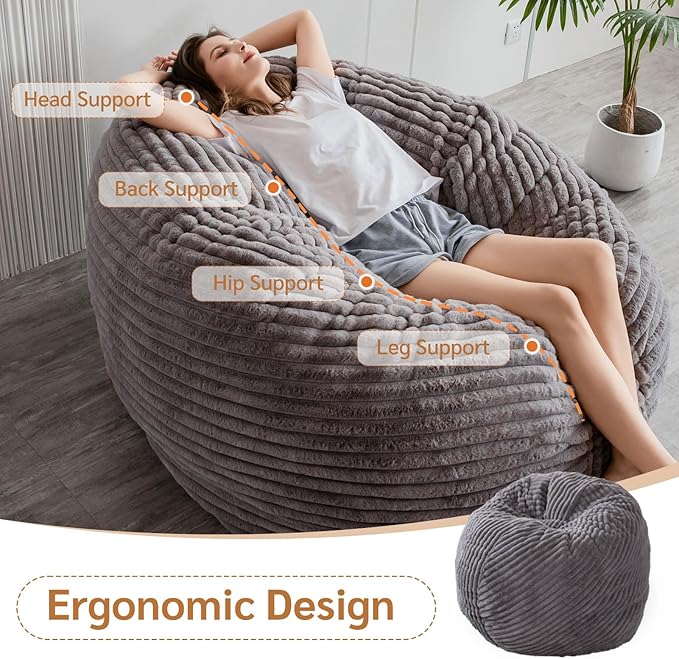 BYBYME 3 in 1 Bean Bag Chairs, Bean Bag Bed - Image 2