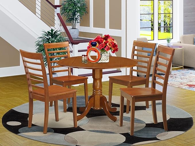 East West Furniture DLML5-SBR-W 5 Piece Kitchen Table & Chairs Set Includes a - Image 2