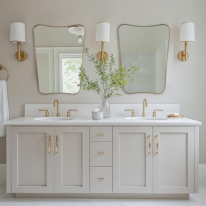 24"x32" Bathroom Vanity Mirror, Brushed Gold Wavy Mirror - Image 7