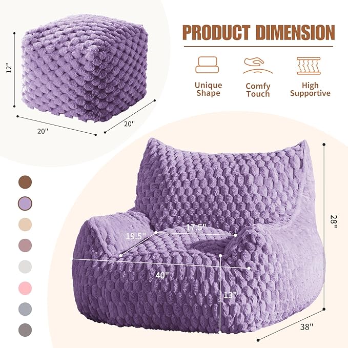 Bean Bag Chair with Ottoman - Image 2