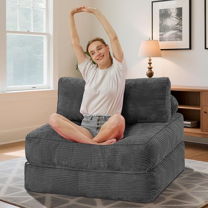 HABUTWAY Folding Sofa Bed, Convertible Sleeper Chair Bed w/Dual-Pillow & Handle - Image 3